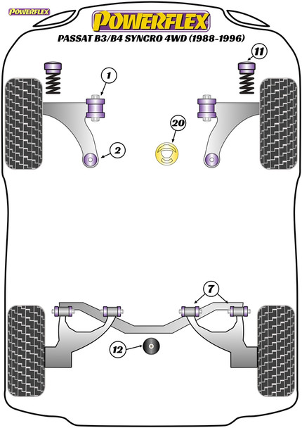 Powerflex Heritage Front Strut Top Mount - Volkswagen Passat B3/B4 Syncro 4WD (1988 - 1996)