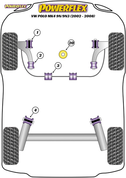 Powerflex Track Front Wishbone Rear Bushes Caster Offset - Volkswagen Polo MK4 9N/9N3 (2002 - 2008) Powerflex Track Front Wishbone Rear Bushes Caster Offset - Volkswagen Polo MK4 9N/9N3 (2002 - 2008)