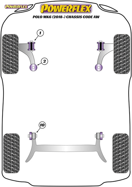 Powerflex Track Front Wishbone Rear Bushes - Volkswagen Polo MK6 (2018 - ) Chassis Code AW