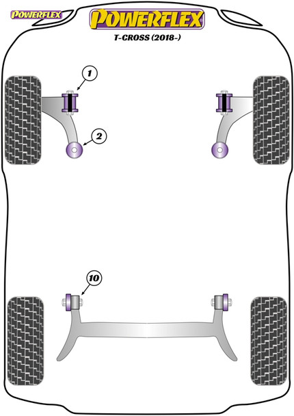 Powerflex Track Front Wishbone Rear Bushes, Caster Adjustable - Volkswagen T-Cross (2018 - On) Powerflex Track Front Wishbone Rear Bushes, Caster Adjustable - Volkswagen T-Cross (2018 - On)