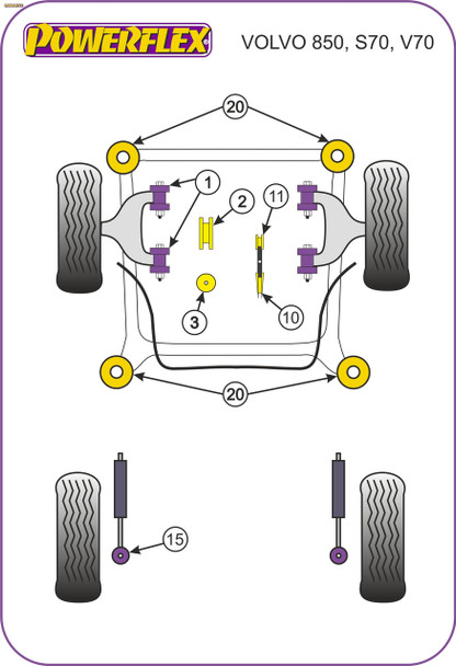 Powerflex Track Front Upper Bulkhead Mount 50mm - Volvo 850, S70, V70 (up to 2000) Powerflex Track Front Upper Bulkhead Mount 50mm - Volvo 850, S70, V70 (up to 2000)