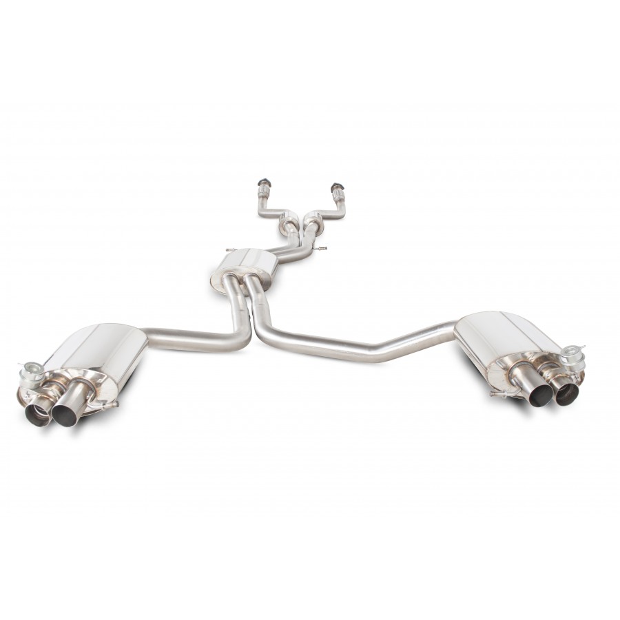 Scorpion Cat Back Resonated (Active Valved) Exhaust System 2.5" uses OE Tailpipes for Audi RS4 B8 4.2 FSI | 2010-2015 Scorpion Cat Back Resonated (Active Valved) Exhaust System 2.5" uses OE Tailpipes for Audi RS4 B8 4.2 FSI | 2010-2015