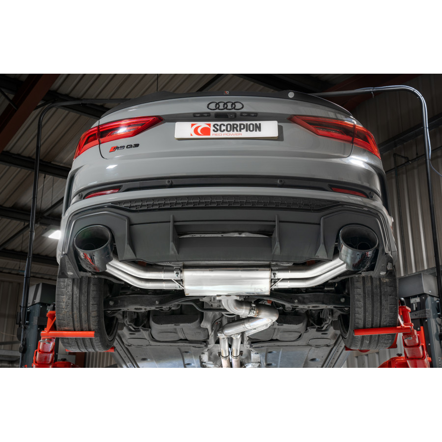 Scorpion GPF Back Non Resonated (Non Valved) Exhaust System 3.15" uses OE Tailpipes for Audi RSQ3 | 2.5 TFSI | 2019+ Scorpion GPF Back Non Resonated (Non Valved) Exhaust System 3.15" uses OE Tailpipes for Audi RSQ3 | 2.5 TFSI | 2019+