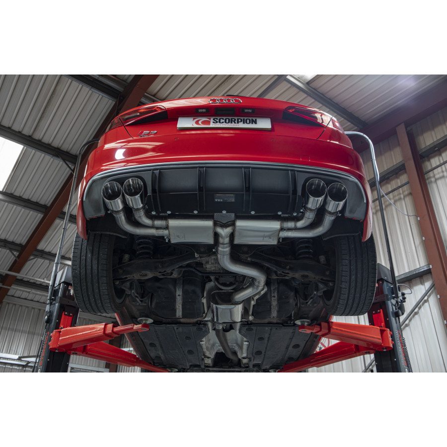 Scorpion GPF Back Resonated (Non Valved) Exhaust System 3.15" with Polished Daytona Tailpipes for Audi S3 2.0T (8V) GPF Model | 3 Door / Sportback | 2013-2020 Facelift Scorpion GPF Back Resonated (Non Valved) Exhaust System 3.15" with Polished Daytona Tailpipes for Audi S3 2.0T (8V) GPF Model | 3 Door / Sportback | 2013-2020 Facelift