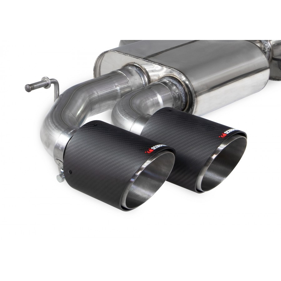 Scorpion Cat Back Resonated (Non Valved) Exhaust System 3.15" with Ascari Carbon Fibre Tailpipes for Audi S3 2.0T (8Y) Quattro Non GPF Model | Sportback | 2020+ ROW Scorpion Cat Back Resonated (Non Valved) Exhaust System 3.15" with Ascari Carbon Fibre Tailpipes for Audi S3 2.0T (8Y) Quattro Non GPF Model | Sportback | 2020+ ROW