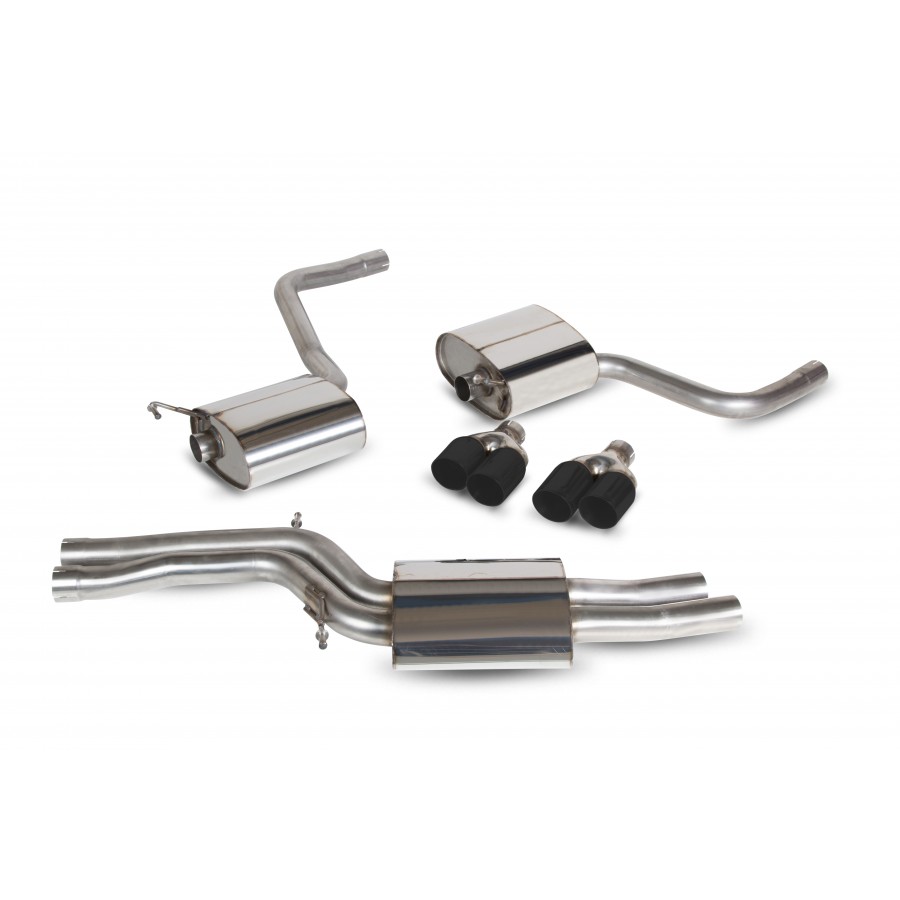 Scorpion Half Exhaust System (Resonated) 2.5" with Black Daytona Tailpipes for S4 (B8 / B8.5) 3.0 TSFI V6 Quattro | Saloon / Avant | 2009-2016