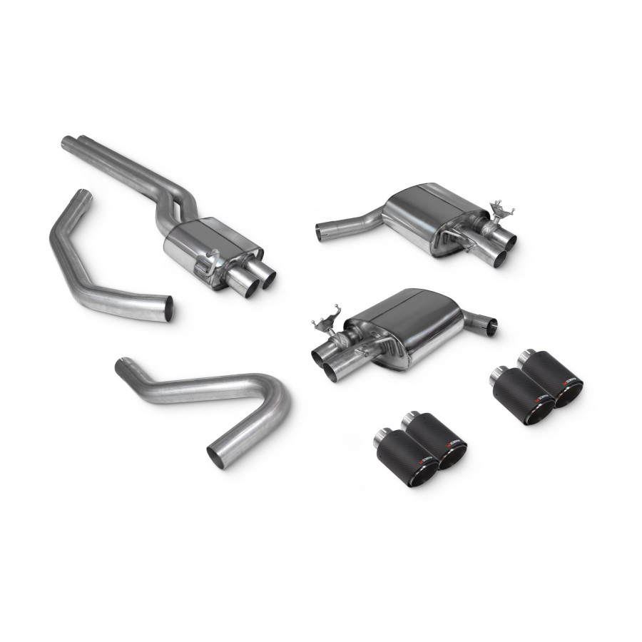 Scorpion Half Exhaust System Resonated (Valved) 2.5" with Ascari Carbon Fibre Tailpipes for Audi S4 B9 3.0T V6 Quattro | Avant / Saloon | 2017-2019 Non GPF Models Scorpion Half Exhaust System Resonated (Valved) 2.5" with Ascari Carbon Fibre Tailpipes for Audi S4 B9 3.0T V6 Quattro | Avant / Saloon | 2017-2019 Non GPF Models
