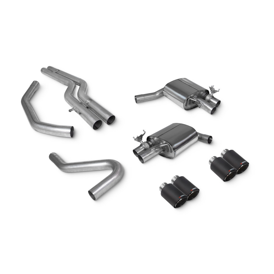 Scorpion Half Exhaust System Non Resonated (Valved) 2.5" with Ascari Carbon Fibre Tailpipes for Audi S4 B9 3.0T V6 Quattro | Avant / Saloon | 2017-2019 Non GPF Models Scorpion Half Exhaust System Non Resonated (Valved) 2.5" with Ascari Carbon Fibre Tailpipes for Audi S4 B9 3.0T V6 Quattro | Avant / Saloon | 2017-2019 Non GPF Models