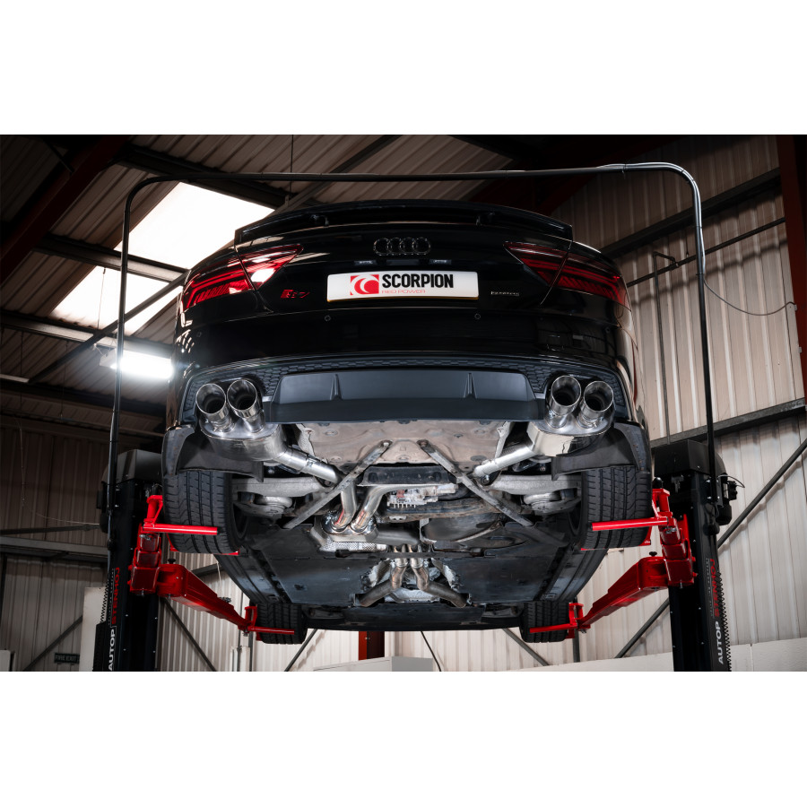 Scorpion Half Exhaust System Resonated (Valved) 2.75" with Polished Daytona Tailpipes for Audi S6 C7 4.0 TFSI Biturbo Quattro | 2012-2018 Scorpion Half Exhaust System Resonated (Valved) 2.75" with Polished Daytona Tailpipes for Audi S6 C7 4.0 TFSI Biturbo Quattro | 2012-2018