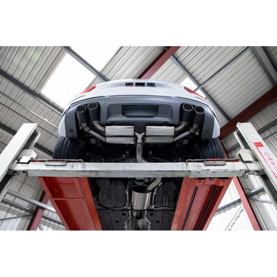 Scorpion GPF Back Resonated (Non Valved) Exhaust System 3" with Ascari Carbon Fibre Tailpipes for Audi SQ2 | 2019-2025 | Pre-facelift / Facelift Scorpion GPF Back Resonated (Non Valved) Exhaust System 3" with Ascari Carbon Fibre Tailpipes for Audi SQ2 | 2019-2025 | Pre-facelift / Facelift