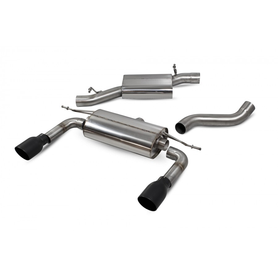 Scorpion Cat Back Resonated (Non Valved) Exhaust System 3" with Black Daytona Tailpipes for Audi TT MK3 2.0TFSi Quattro | 2014-2019 | Non GPF Model Scorpion Cat Back Resonated (Non Valved) Exhaust System 3" with Black Daytona Tailpipes for Audi TT MK3 2.0TFSi Quattro | 2014-2019 | Non GPF Model
