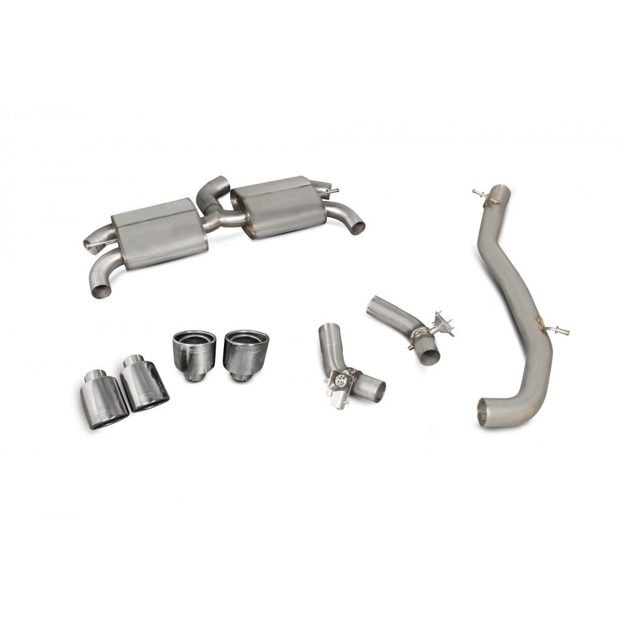 Scorpion Cat Back Non Resonated (Valved) Exhaust System 3" with Polished Evo Tailpipes for Audi TT S MK3 | 2014-2019 | GPF Model Scorpion Cat Back Non Resonated (Valved) Exhaust System 3" with Polished Evo Tailpipes for Audi TT S MK3 | 2014-2019 | GPF Model