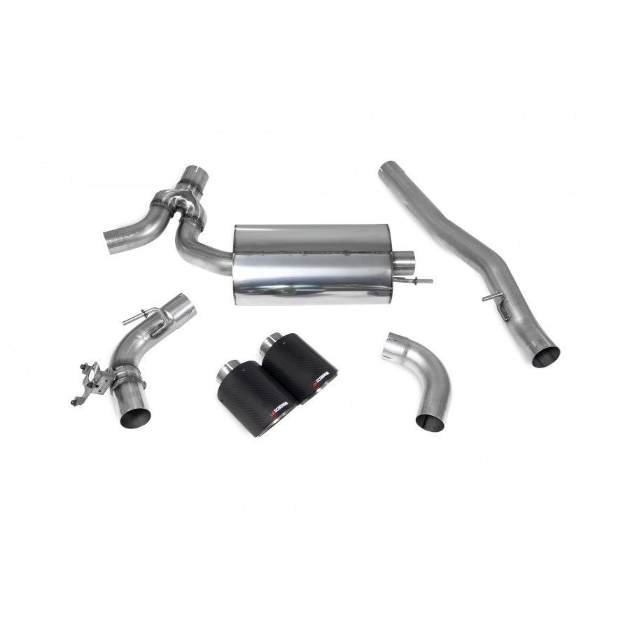 Scorpion GPF Back (Valved) Exhaust System 2.75" with Ascari Carbon Fibre Tailpipes for BMW M135i (F40) | 2019-2024 | GPF Model Scorpion GPF Back (Valved) Exhaust System 2.75" with Ascari Carbon Fibre Tailpipes for BMW M135i (F40) | 2019-2024 | GPF Model