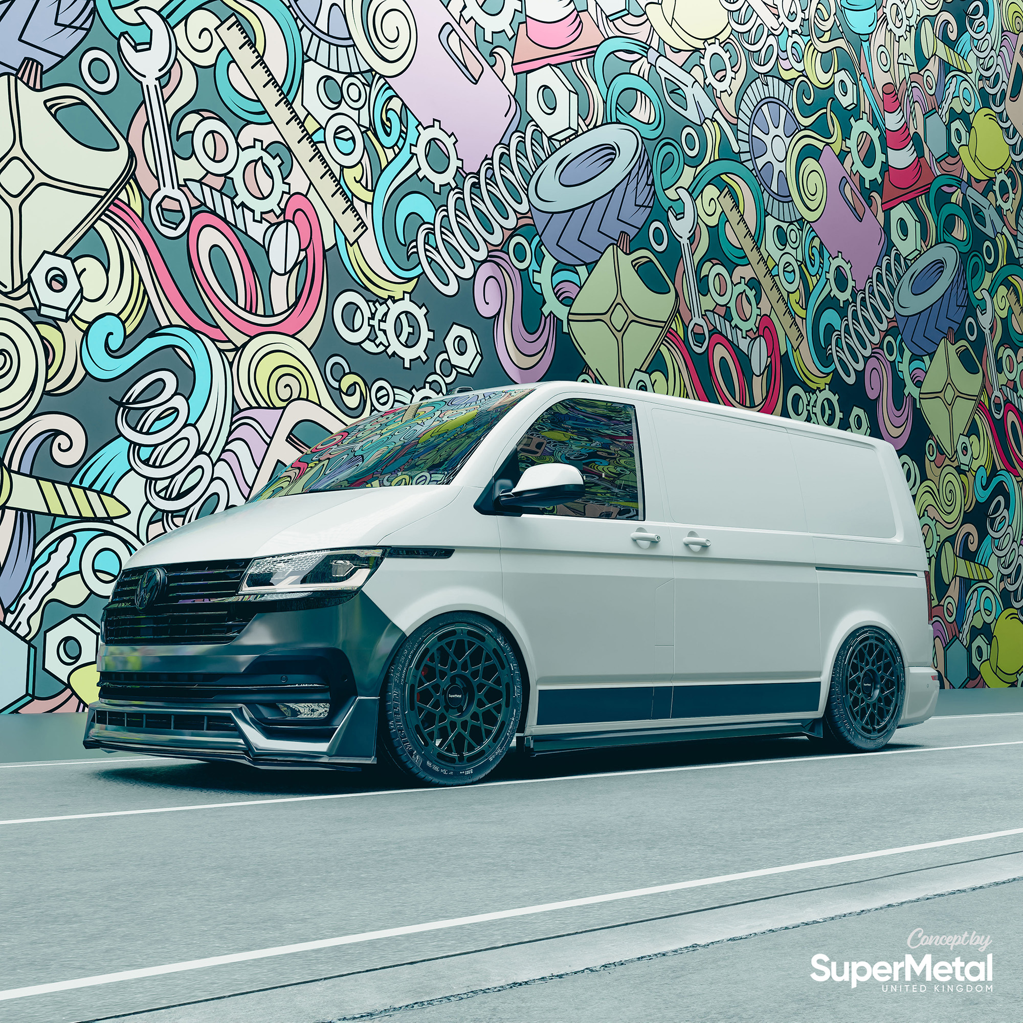Supermetal Cage - 18 inch X 8" - 6 x 120 ET44 - Matt Black - VW Transporter T7 (6 STUD) - SET OF 4 Supermetal Cage - 18 inch X 8" - 6 x 120 ET44 - Matt Black - VW Transporter T7 (6 STUD) - SET OF 4