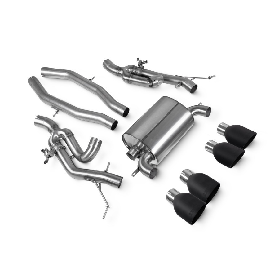 Scorpion Half (Valved) Exhaust System 2.75" with Black Daytona Tailpipes for BMW M3 (G80) including Comp / xDrive | 2021-2025 | GPF Models Scorpion Half (Valved) Exhaust System 2.75" with Black Daytona Tailpipes for BMW M3 (G80) including Comp / xDrive | 2021-2025 | GPF Models