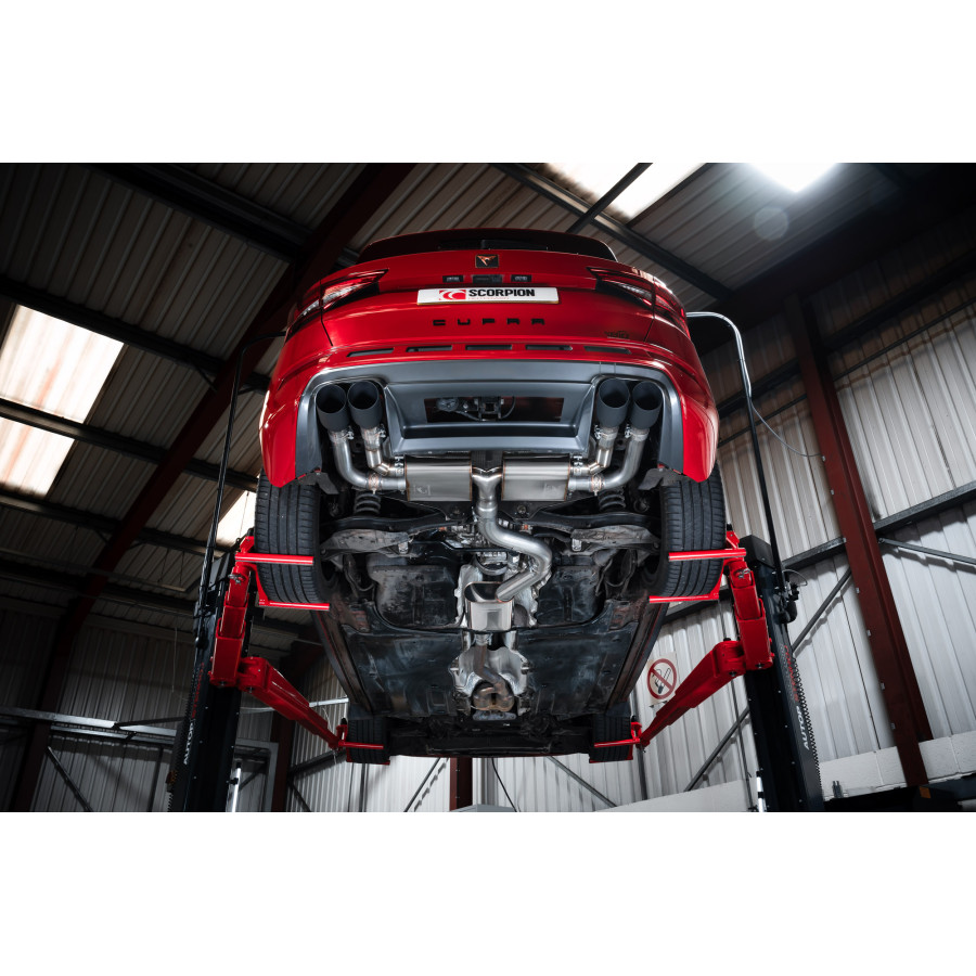 Scorpion GPF Back Resonated (Valved) Exhaust System 3.15" with Black Daytona Tailpipes for Cupra Ateca 2.0 TSI | GPF Model | 2019-2025