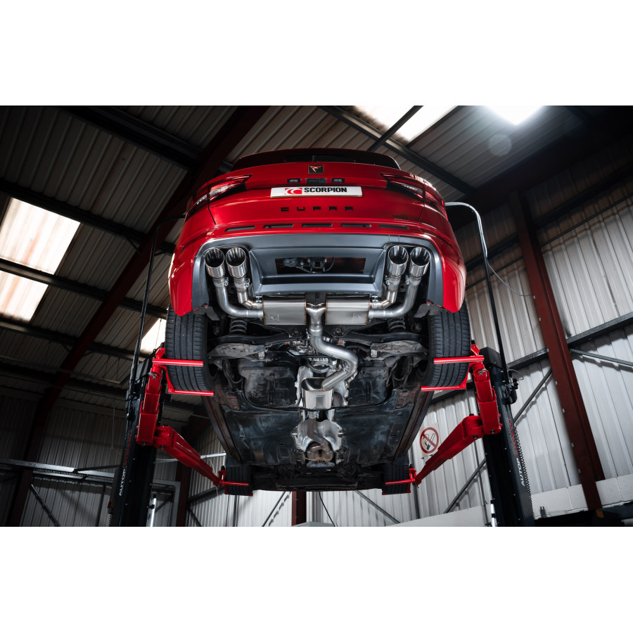 Scorpion GPF Back Resonated (Non Valved) Exhaust System 3.15" with Polished Daytona Tailpipes for Cupra Ateca 2.0 TSI | GPF Model | 2019-2025 Scorpion GPF Back Resonated (Non Valved) Exhaust System 3.15" with Polished Daytona Tailpipes for Cupra Ateca 2.0 TSI | GPF Model | 2019-2025