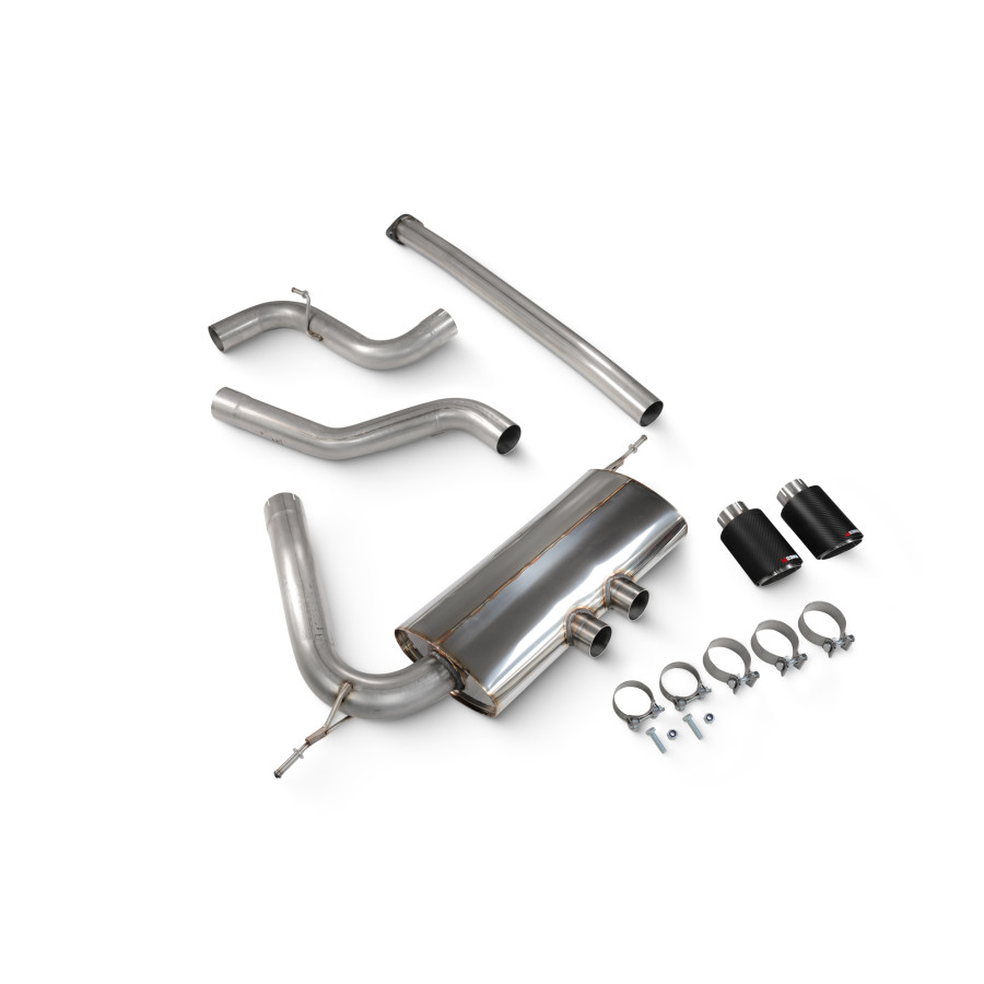 Scorpion Cat Back Non Resonated Exhaust System 3" with Carbon Ascari Tailpipes for Ford Focus ST250 MK3 Hatch | 2012-2019 Scorpion Cat Back Non Resonated Exhaust System 3" with Carbon Ascari Tailpipes for Ford Focus ST250 MK3 Hatch | 2012-2019