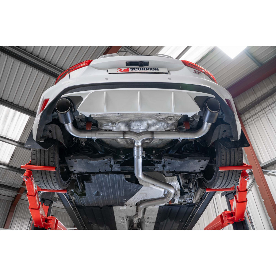 Scorpion Predator (Loud) GPF Back Exhaust System 3" with Carbon Ascari Tailpipes for Ford Focus ST MK4 | 2019-2025 Scorpion Predator (Loud) GPF Back Exhaust System 3" with Carbon Ascari Tailpipes for Ford Focus ST MK4 | 2019-2025