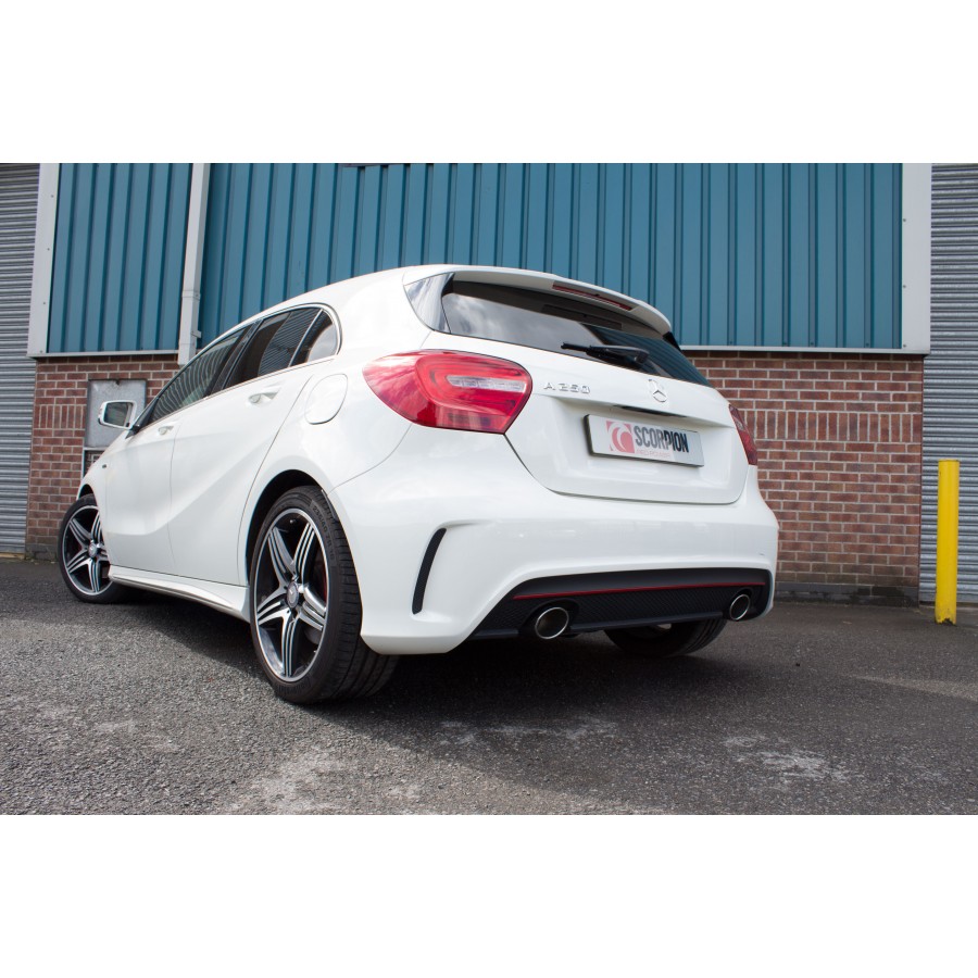 Scorpion Cat Back Non Resonated Exhaust System 2.75" with Polished EVO Tailpipes for Mercedes A180 / A200 Sport (W176) | 2012-2015 Scorpion Cat Back Non Resonated Exhaust System 2.75" with Polished EVO Tailpipes for Mercedes A180 / A200 Sport (W176) | 2012-2015