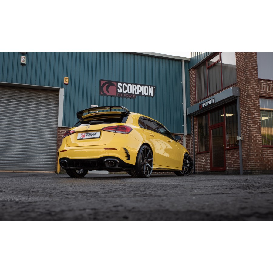 Scorpion GPF Back Predator Loud (Non Valved) Exhaust System 3" for Mercedes A35 AMG (W177) Hatch | 2018-2025 Scorpion GPF Back Predator Loud (Non Valved) Exhaust System 3" for Mercedes A35 AMG (W177) Hatch | 2018-2025