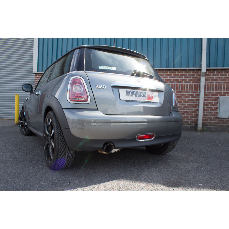 Scorpion Cat Back Non Resonated Exhaust System 2.5" with Polished Daytona Tailpipe for Mini One 1.4 / 1.6 R56 | 2007-2014 | Fits OEM Only Scorpion Cat Back Non Resonated Exhaust System 2.5" with Polished Daytona Tailpipe for Mini One 1.4 / 1.6 R56 | 2007-2014 | Fits OEM Only