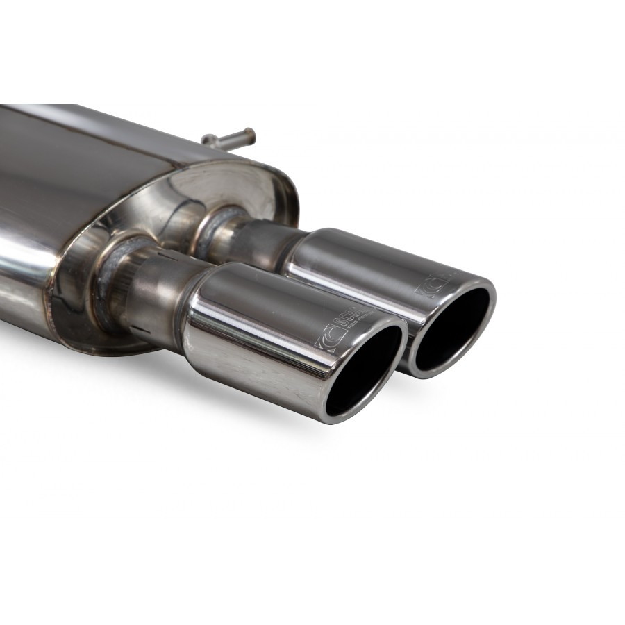 Scorpion Cat Back Resonated Exhaust System 2.75" with Polished Monaco Tailpipes for Mini Cooper S Coupe R58 / R59 | 2007-2014 Scorpion Cat Back Resonated Exhaust System 2.75" with Polished Monaco Tailpipes for Mini Cooper S Coupe R58 / R59 | 2007-2014