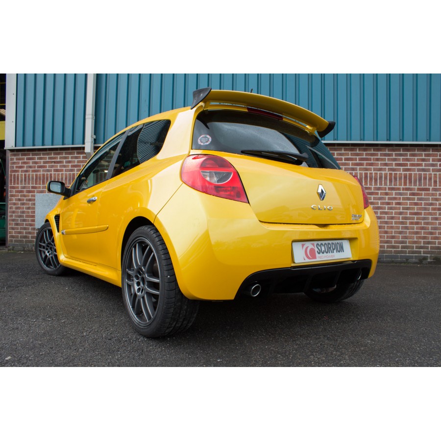 Scorpion Cat Back Resonated Exhaust System 2.5" with Polished Inward Rolled Tailpipes for Renault Clio 197 MK3 2.0 | 2006-2009 Scorpion Cat Back Resonated Exhaust System 2.5" with Polished Inward Rolled Tailpipes for Renault Clio 197 MK3 2.0 | 2006-2009