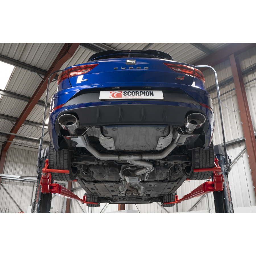Scorpion GPF Back Resonated Exhaust System 3.15" with Polished EVO Tailpipes for Seat Leon Cupra ST 300 4Drive | GPF Model | 2018-2022 Scorpion GPF Back Resonated Exhaust System 3.15" with Polished EVO Tailpipes for Seat Leon Cupra ST 300 4Drive | GPF Model | 2018-2022
