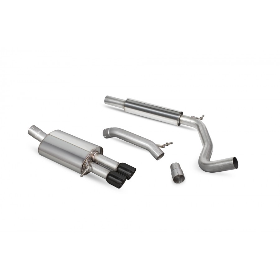 Scorpion Cat Back Resonated Exhaust System 2.5" with Black Daytona Tailpipes for Volkswagen Polo GTI 1.8T 9N3 | 2006-2011 Scorpion Cat Back Resonated Exhaust System 2.5" with Black Daytona Tailpipes for Volkswagen Polo GTI 1.8T 9N3 | 2006-2011