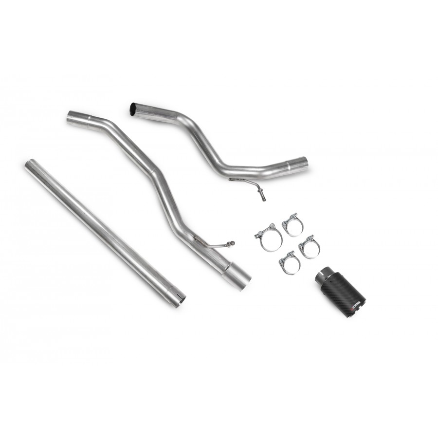 Scorpion Cat Back Non Resonated Exhaust System 2" with Carbon Ascari Tailpipe for Volkswagen UP GTI 1.0T | 3 / 5 door | 2018-2024 Scorpion Cat Back Non Resonated Exhaust System 2" with Carbon Ascari Tailpipe for Volkswagen UP GTI 1.0T | 3 / 5 door | 2018-2024