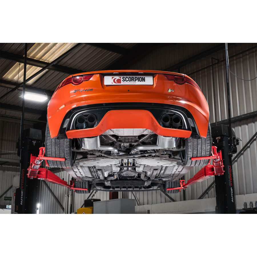 Scorpion Cat Back Exhaust System 2.5" with Black Daytona Tailpipes for Jaguar F Type R | 2014-2019 Scorpion Cat Back Exhaust System 2.5" with Black Daytona Tailpipes for Jaguar F Type R | 2014-2019