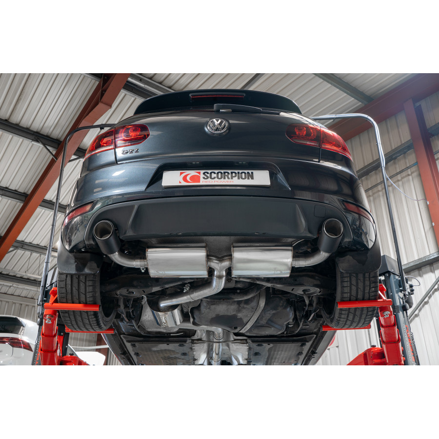 Scorpion Cat Back Resonated Exhaust System 3" with Carbon Ascari Tailpipes for Volkswagen Golf GTI MK6 | 2009-2013 Scorpion Cat Back Resonated Exhaust System 3" with Carbon Ascari Tailpipes for Volkswagen Golf GTI MK6 | 2009-2013