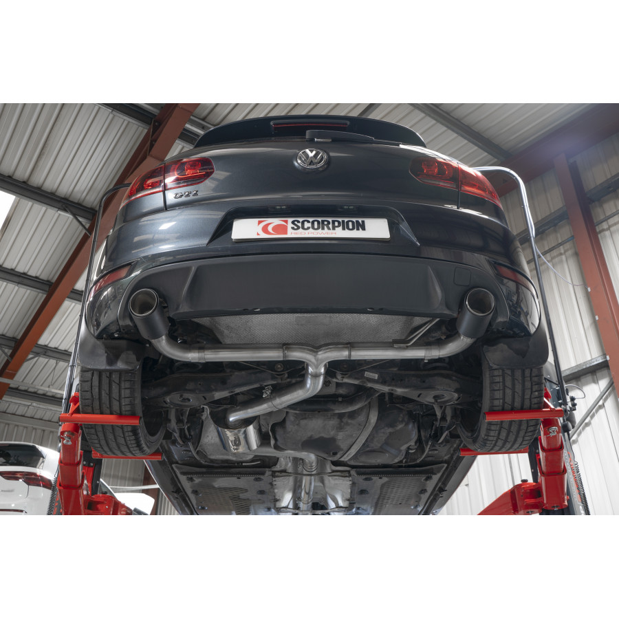 Scorpion Predator (Loud) Cat Back Resonated Exhaust System 3" with Carbon Ascari Tailpipes for Volkswagen Golf GTI MK6 | 2009-2013 Scorpion Predator (Loud) Cat Back Resonated Exhaust System 3" with Carbon Ascari Tailpipes for Volkswagen Golf GTI MK6 | 2009-2013