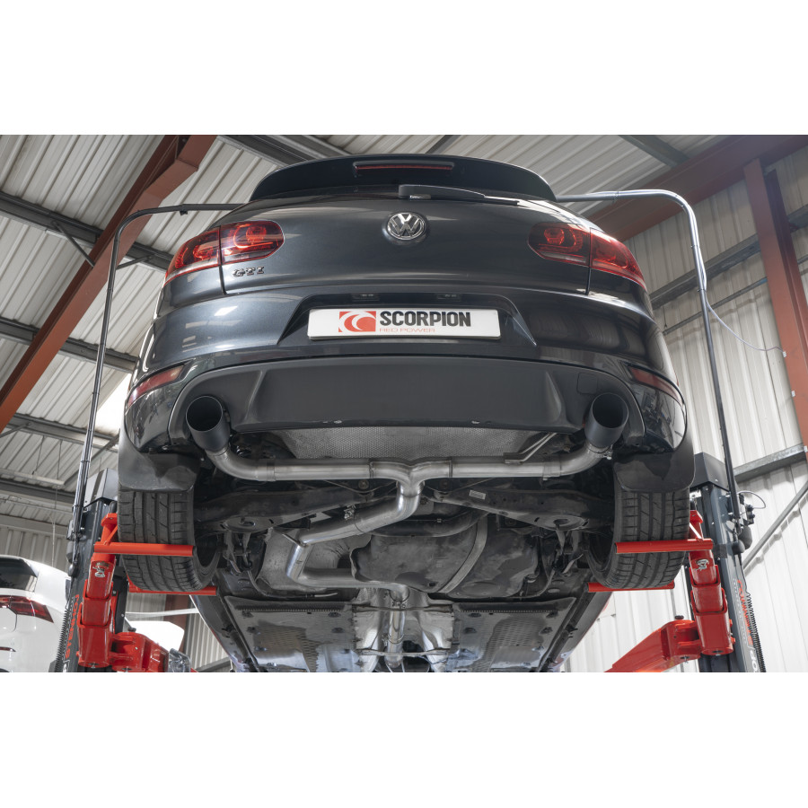 Scorpion Predator (Very Loud) Cat Back Non Resonated Exhaust System 3" with Black Daytona Tailpipes for Volkswagen Golf GTI MK6 | 2009-2013 Scorpion Predator (Very Loud) Cat Back Non Resonated Exhaust System 3" with Black Daytona Tailpipes for Volkswagen Golf GTI MK6 | 2009-2013