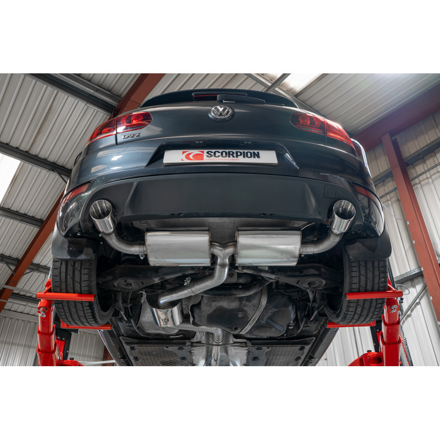 Scorpion Cat Back Resonated Exhaust System 3" with Polished Daytona Tailpipes for Volkswagen Golf GTI MK6 Edition 35 | 2009-2013 Scorpion Cat Back Resonated Exhaust System 3" with Polished Daytona Tailpipes for Volkswagen Golf GTI MK6 Edition 35 | 2009-2013