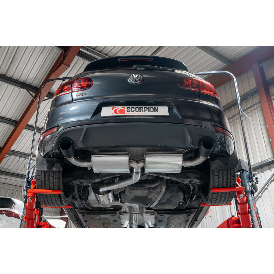 Scorpion Cat Back Resonated Exhaust System 3" with Black Daytona Tailpipes for Volkswagen Golf GTI MK6 Edition 35 | 2009-2013 Scorpion Cat Back Resonated Exhaust System 3" with Black Daytona Tailpipes for Volkswagen Golf GTI MK6 Edition 35 | 2009-2013