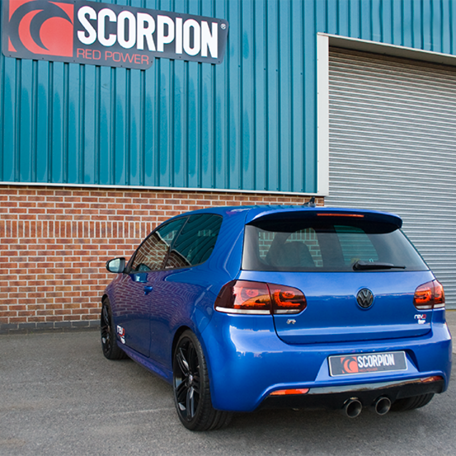 Scorpion Cat Back Non Resonated Exhaust System 3" with Polished Daytona Tailpipes for Volkswagen Golf R MK6 | 2009-2013 Scorpion Cat Back Non Resonated Exhaust System 3" with Polished Daytona Tailpipes for Volkswagen Golf R MK6 | 2009-2013