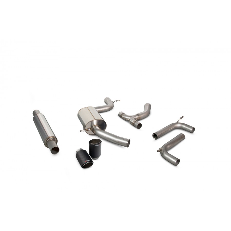 Scorpion Cat Back Resonated Exhaust System 3" with Carbon Ascari Tailpipes for Volkswagen Golf GTI MK7 including Clubsport / Clubsport S | 2013-2016 Scorpion Cat Back Resonated Exhaust System 3" with Carbon Ascari Tailpipes for Volkswagen Golf GTI MK7 including Clubsport / Clubsport S | 2013-2016