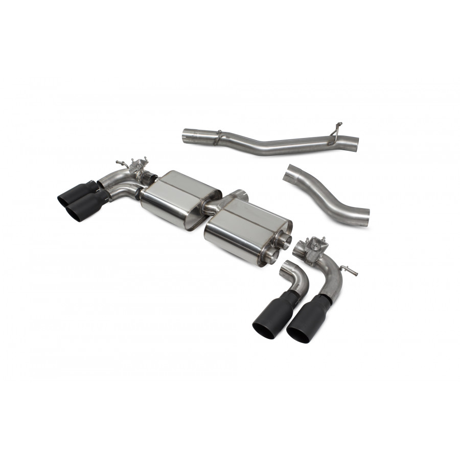 Scorpion Cat Back Non Resonated (Valved) Exhaust System 3.15" with Black Daytona Tailpipes for Volkswagen Golf R MK7 | 2014-2016 Scorpion Cat Back Non Resonated (Valved) Exhaust System 3.15" with Black Daytona Tailpipes for Volkswagen Golf R MK7 | 2014-2016