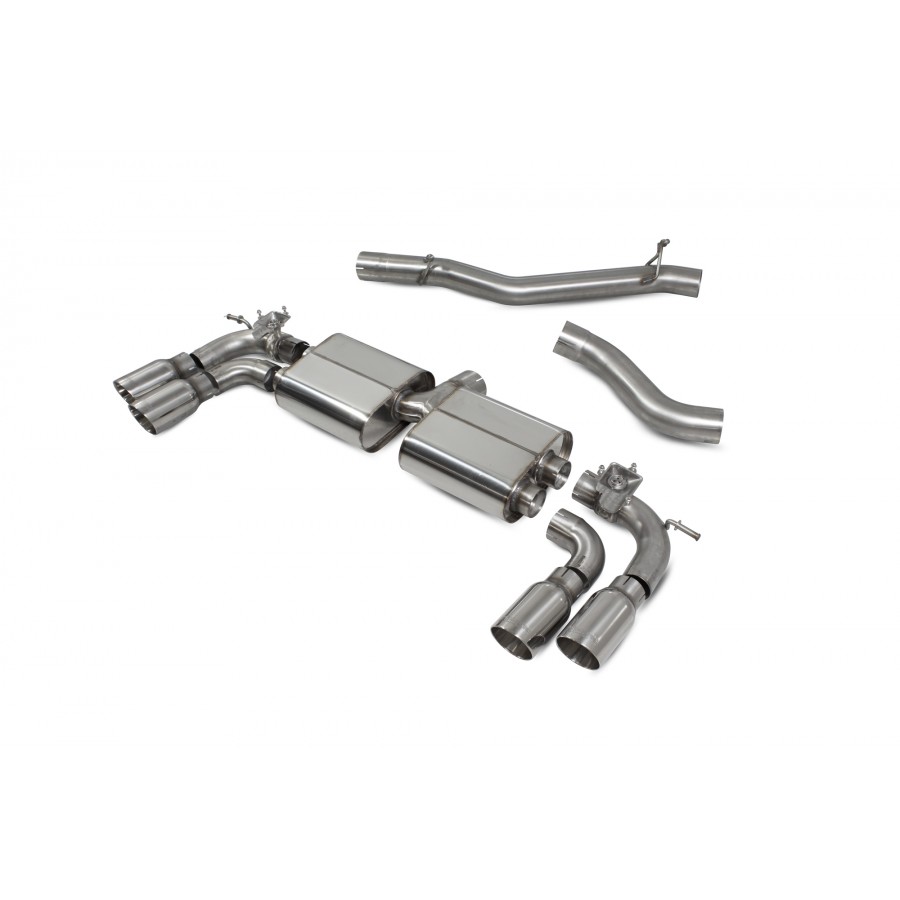 Scorpion Cat / GPF Back Non Resonated (Valved) Exhaust System 3.15" with Polished Daytona Tailpipes for Volkswagen Golf R MK7.5 | 2017-2020 Scorpion Cat / GPF Back Non Resonated (Valved) Exhaust System 3.15" with Polished Daytona Tailpipes for Volkswagen Golf R MK7.5 | 2017-2020