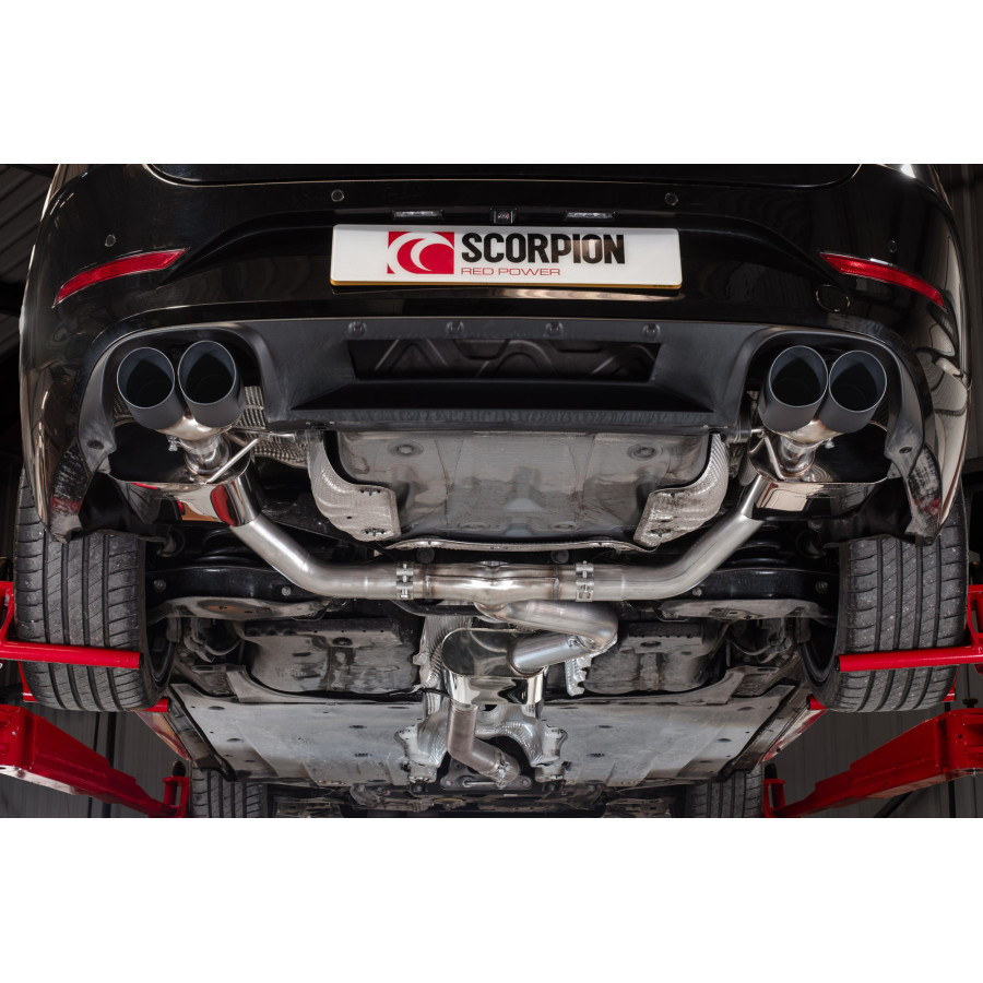 Scorpion GPF Back Resonated Exhaust System 3.15" with Black Daytona Tailpipes for Seat Leon ST VZ 4Drive 2.0STI DSG | 2020-2025 Scorpion GPF Back Resonated Exhaust System 3.15" with Black Daytona Tailpipes for Seat Leon ST VZ 4Drive 2.0STI DSG | 2020-2025