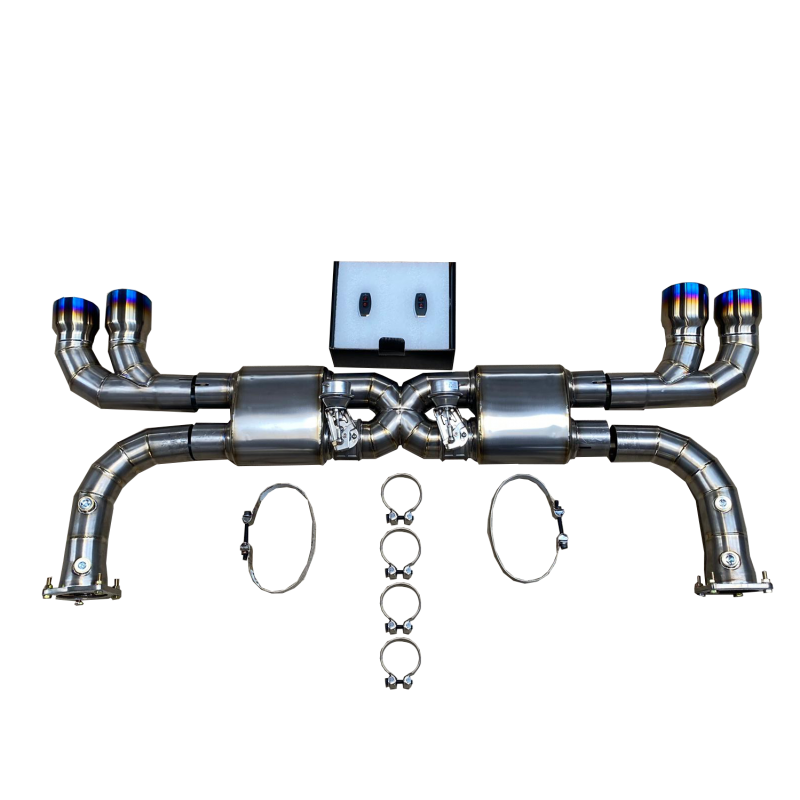 Porsche 911 991.1 Turbo Titanium Valved Exhaust Burnt Tips