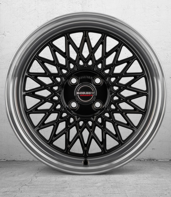Borbet B - 17 inch X 7J 4 STUD - Black with Polished Rim - SET OF 4 Borbet B - 17 inch X 7J 4 STUD - Black with Polished Rim - SET OF 4