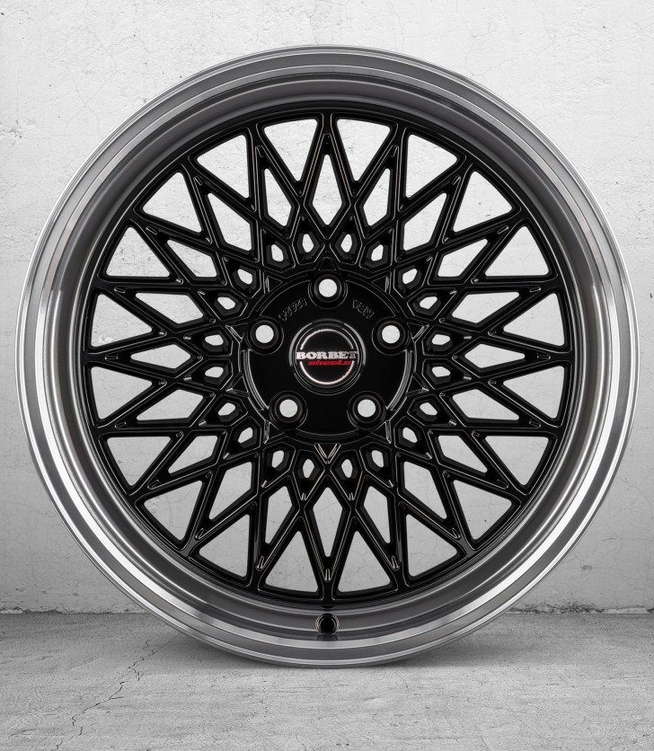 Borbet B - 18 inch X 8J 5 STUD - Black with Polished Rim - SET OF 4 Borbet B - 18 inch X 8J 5 STUD - Black with Polished Rim - SET OF 4