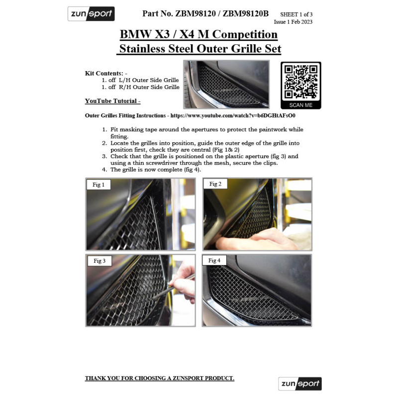 Zunsport BMW X3M / X4M Competition Front Bumper Side Grilles