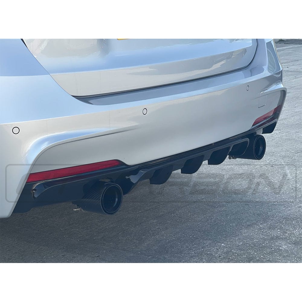 BMW 3 Series F30 / F31 Gloss Black Dual Exhaust Diffuser - MP Style - BLAK By CT Carbon BMW 3 Series F30 / F31 Gloss Black Dual Exhaust Diffuser - MP Style - BLAK By CT Carbon