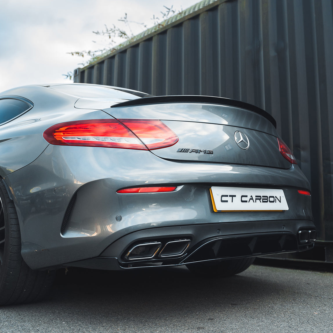 Mercedes C Class Coupe W205 Gloss Black Diffuser + Exhaust Tips - BLAK by CT Carbon Mercedes C Class Coupe W205 Gloss Black Diffuser + Exhaust Tips - BLAK by CT Carbon