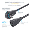 StarTech.com 10ft Power Extension Cord, Rotating Flat Plug Extension Cord, NEMA 5-15P to NEMA 5-15R Cable, 16 AWG, 125V/15A, UL Certified - 360 degree rotating flat plug extension cord - Use 3ft power extension cord w/ wall outlet/power bar without b