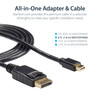 StarTech.com 10ft (3m) Mini DisplayPort to DisplayPort 1.2 Cable, 4K x 2K mDP to DisplayPort Adapter Cable, Mini DP to DP Cable - 10ft/3m Mini-DP to DisplayPort v1.2 cable; 4Kx2K(3840x2400 60Hz)/21.6 Gbps bandwidth/HBR2/8Ch Audio/MST - Durable PVC st